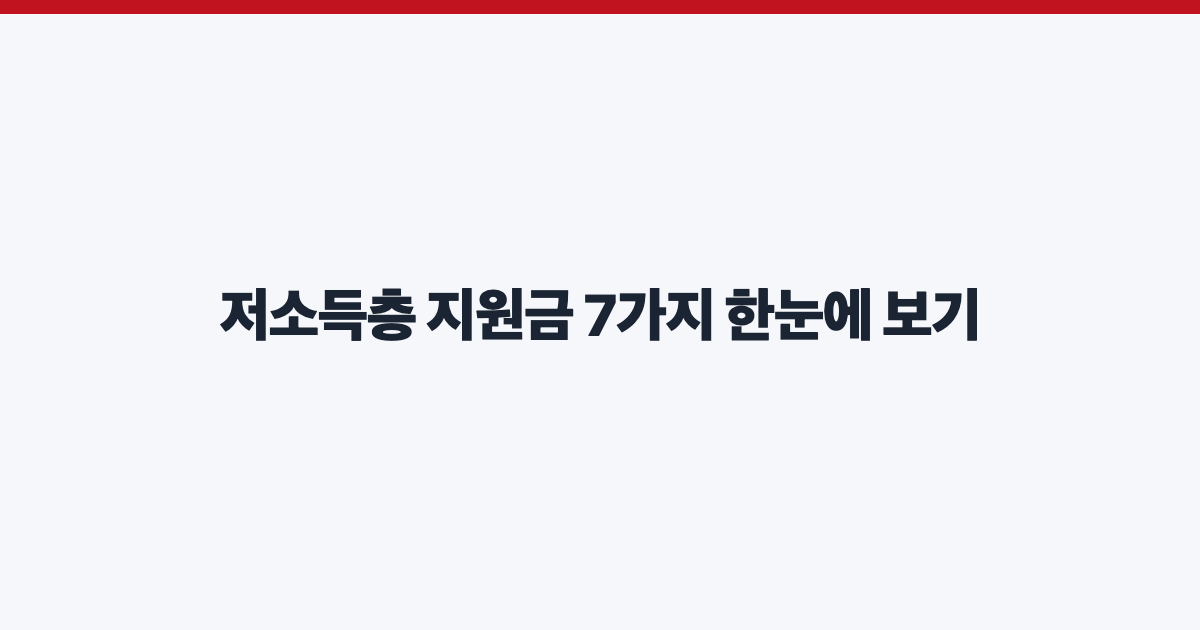 저소득층 지원금 7가지 한눈에 보기