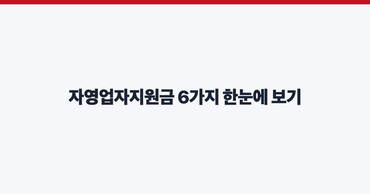 자영업자지원금 6가지 한눈에 보기
