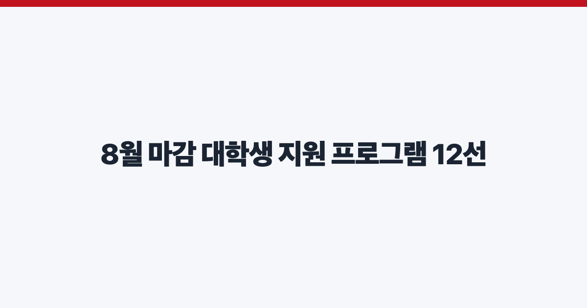 8월 마감 대학생 지원 프로그램 12선