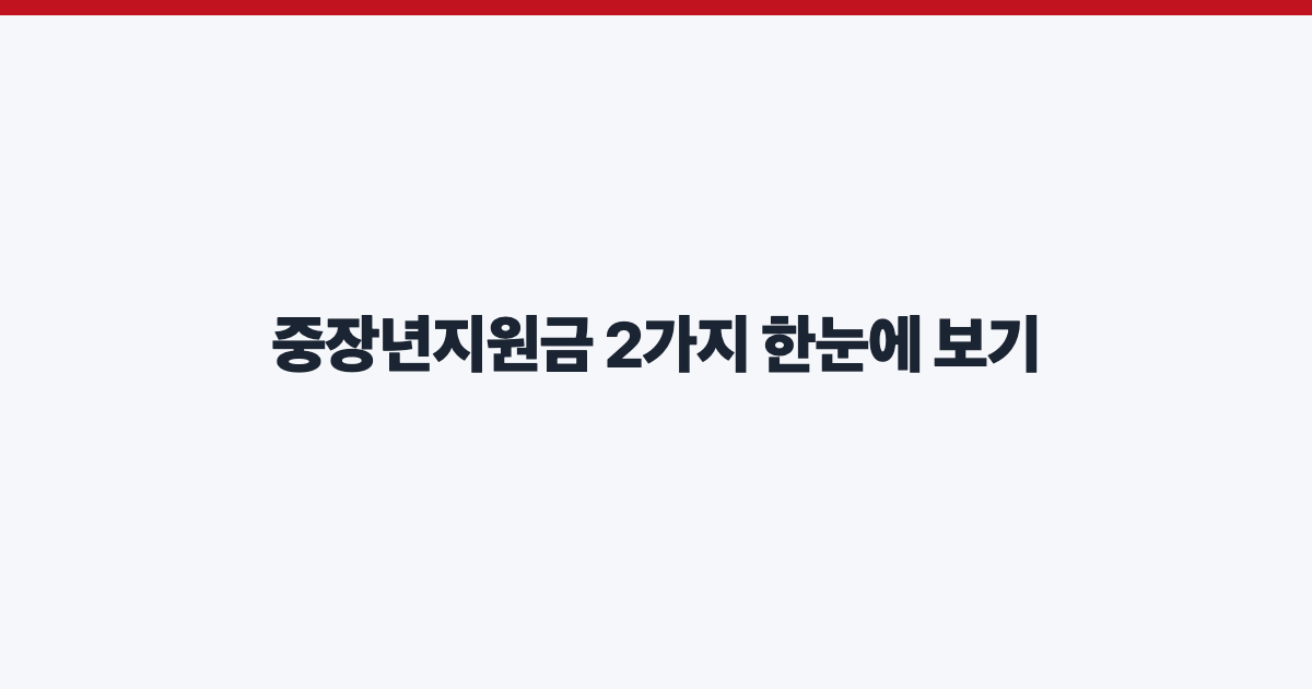 중장년지원금 2가지 한눈에 보기