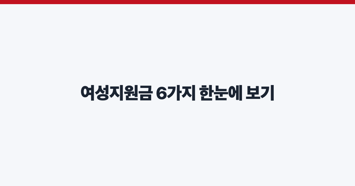 여성지원금 6가지 한눈에 보기