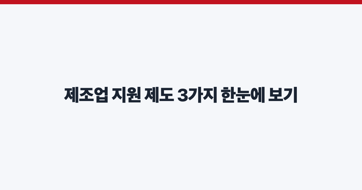제조업 지원 제도 3가지 한눈에 보기