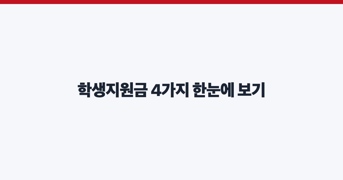 학생지원금 4가지 한눈에 보기