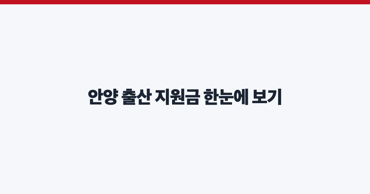 안양 출산 지원금 한눈에 보기