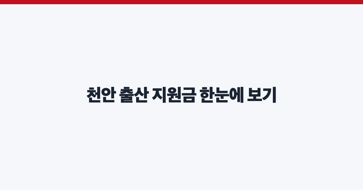 천안 출산 지원금 한눈에 보기