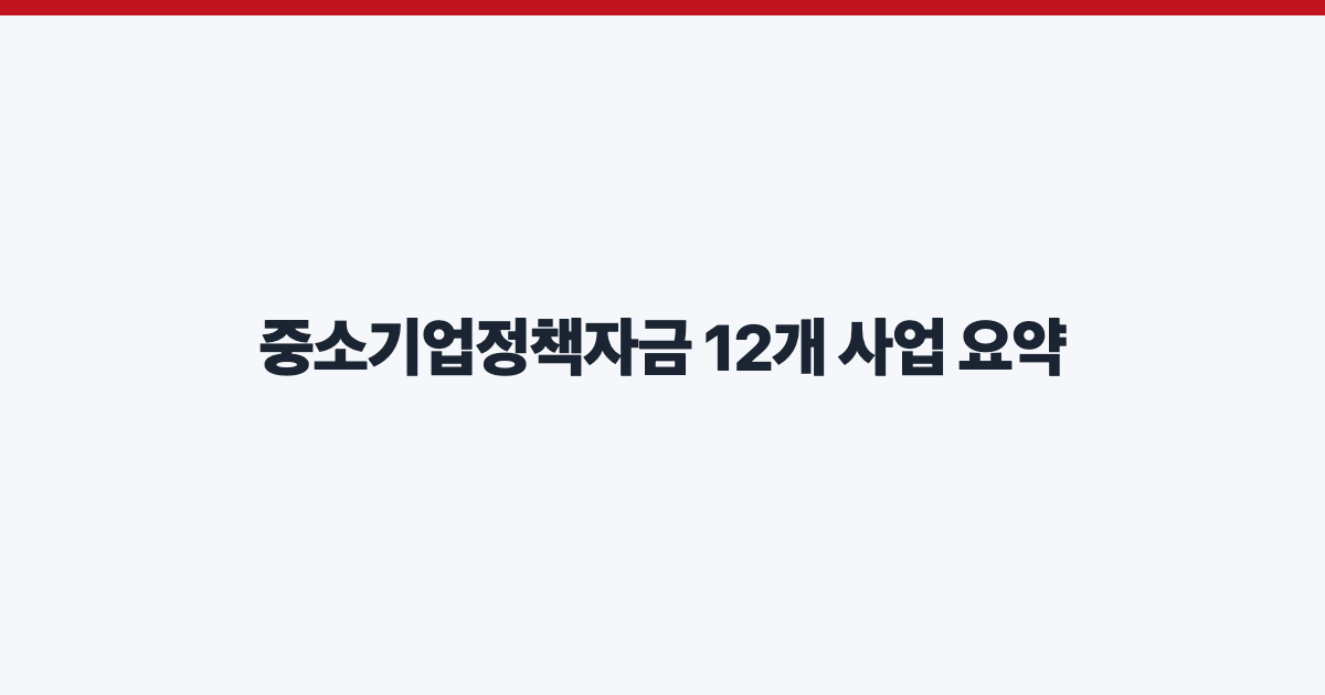 중소기업정책자금 12개 사업 요약