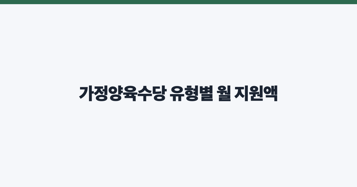 가정양육수당 유형별 월 지원액