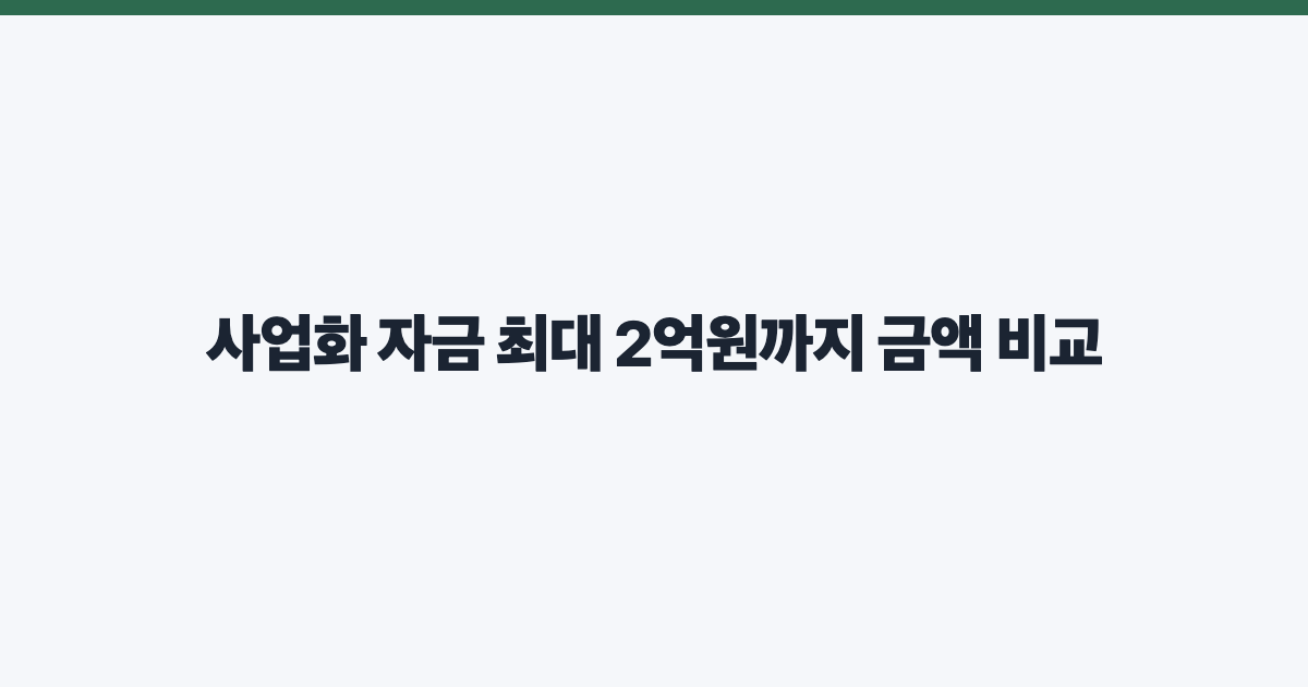 사업화 자금 최대 2억원까지 금액 비교