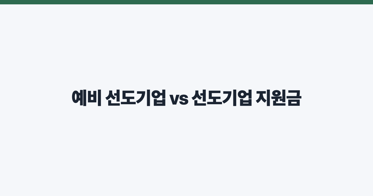 예비 선도기업 vs 선도기업 지원금
