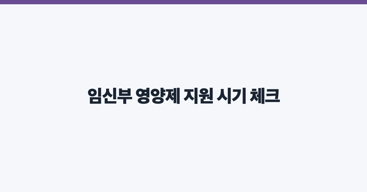 임신부 영양제 지원 시기 체크