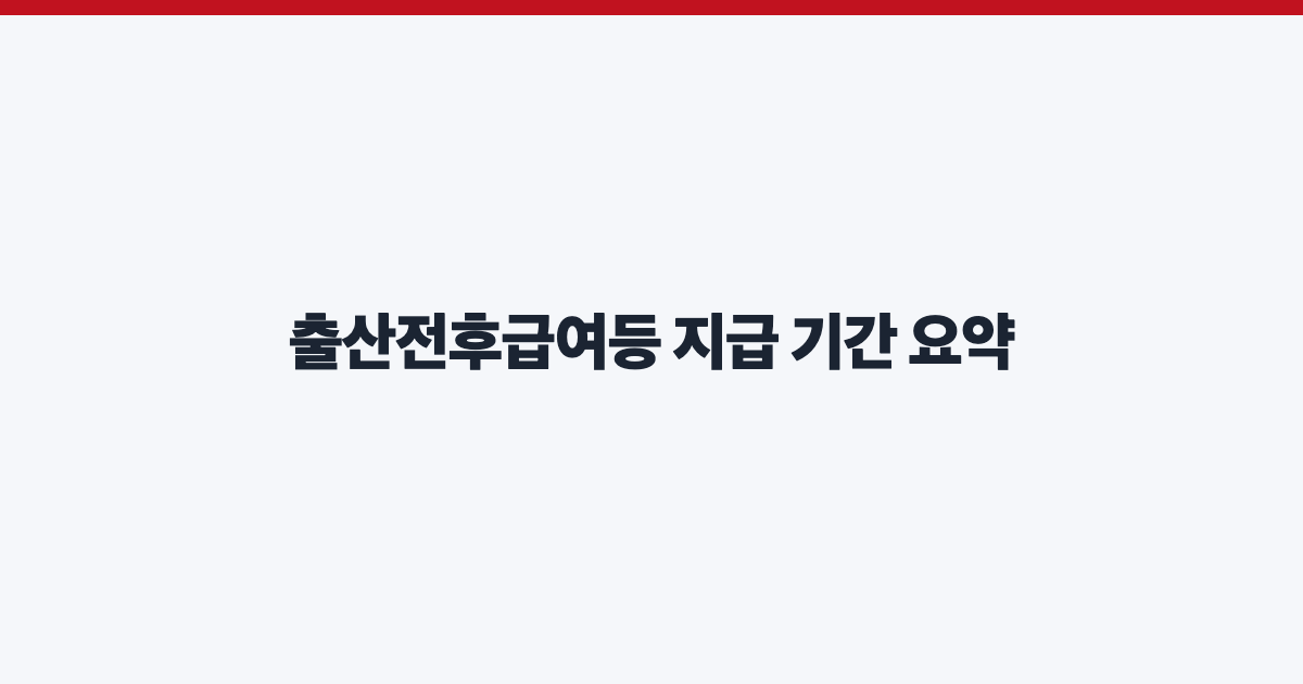 출산전후급여등 지급 기간 요약