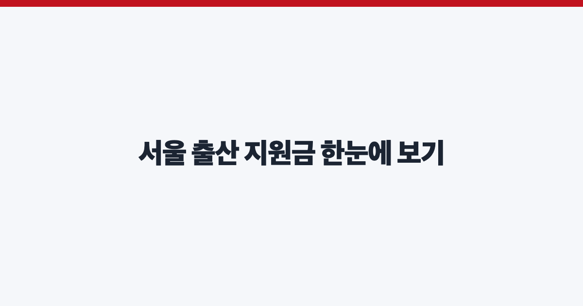 서울 출산 지원금 한눈에 보기