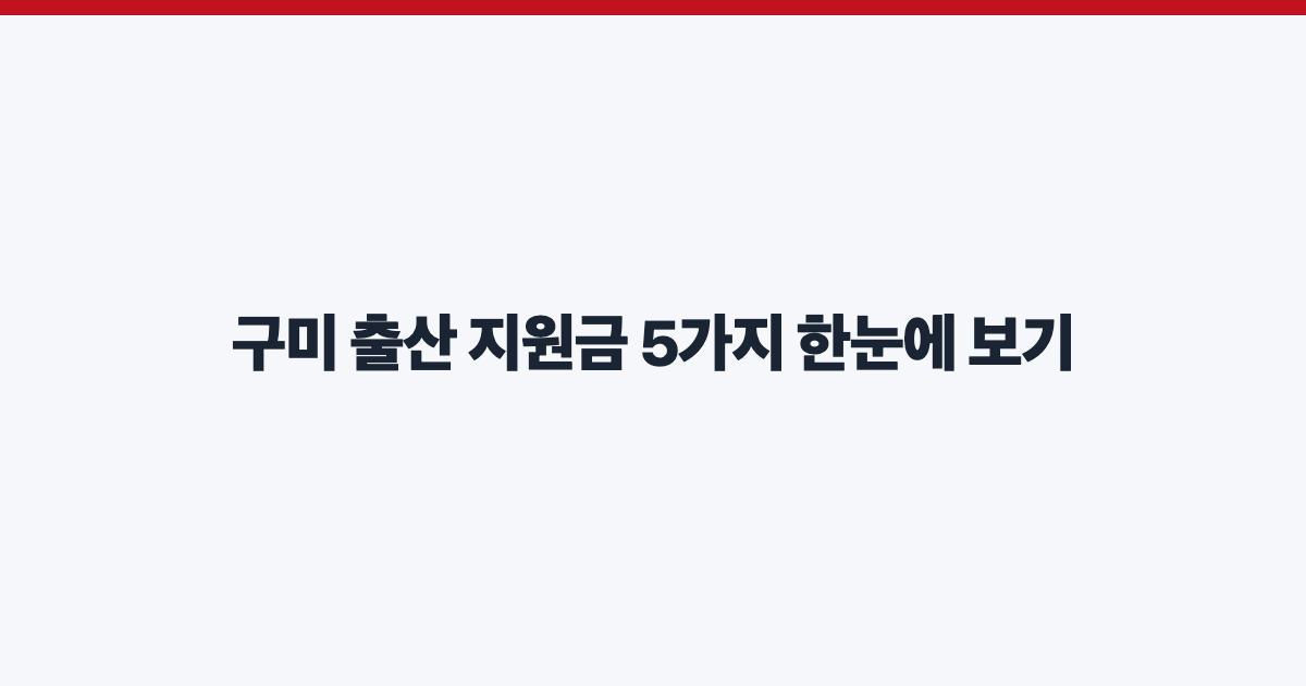 구미 출산 지원금 5가지 한눈에 보기