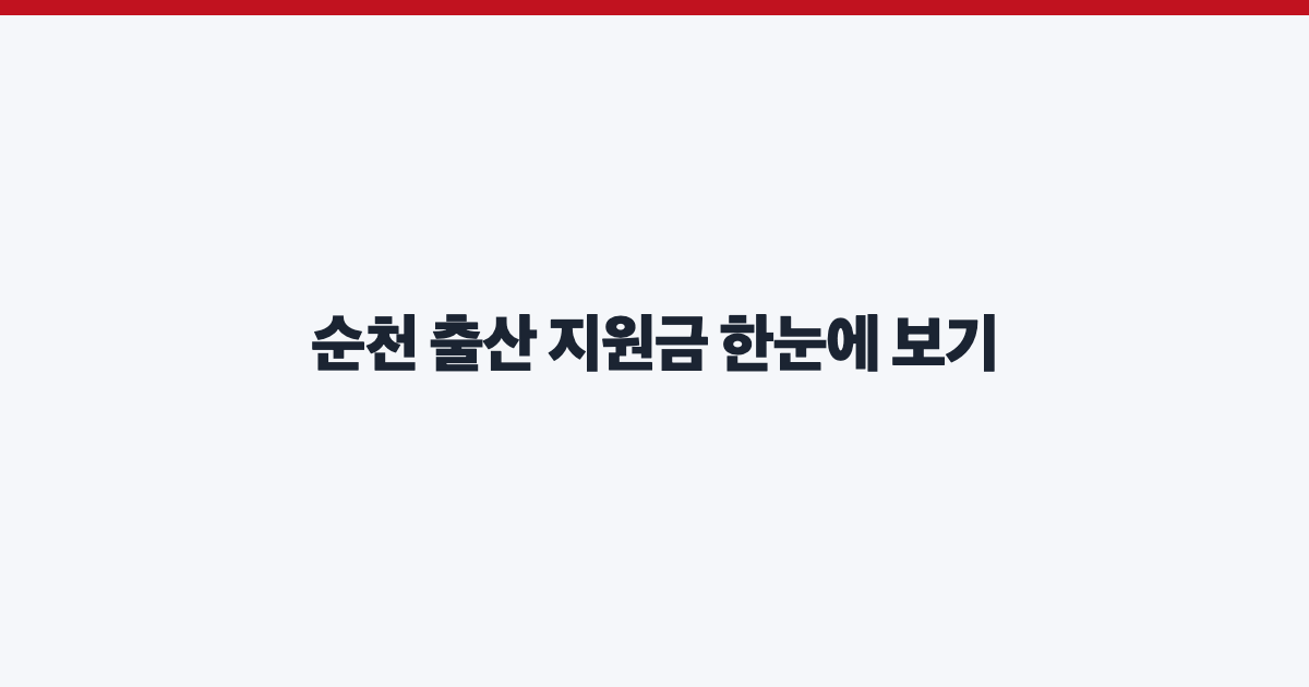 순천 출산 지원금 한눈에 보기