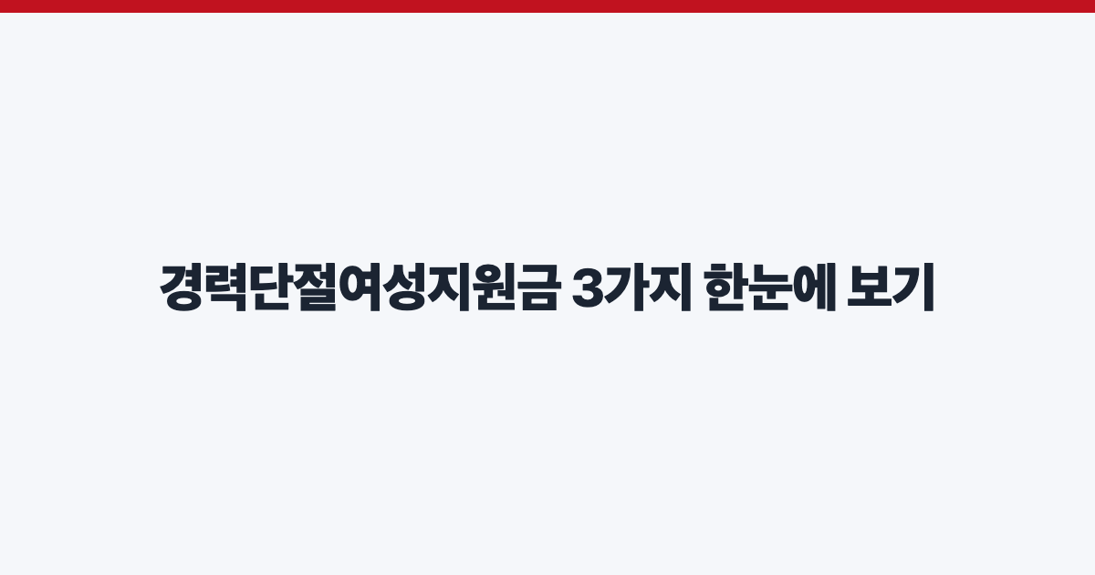 경력단절여성지원금 3가지 한눈에 보기