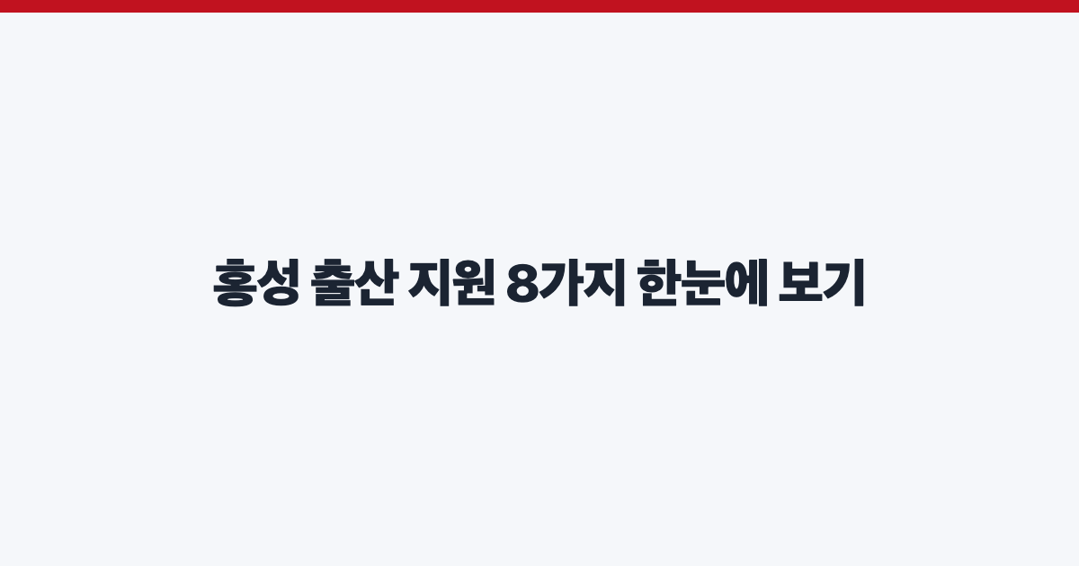 홍성 출산 지원 8가지 한눈에 보기
