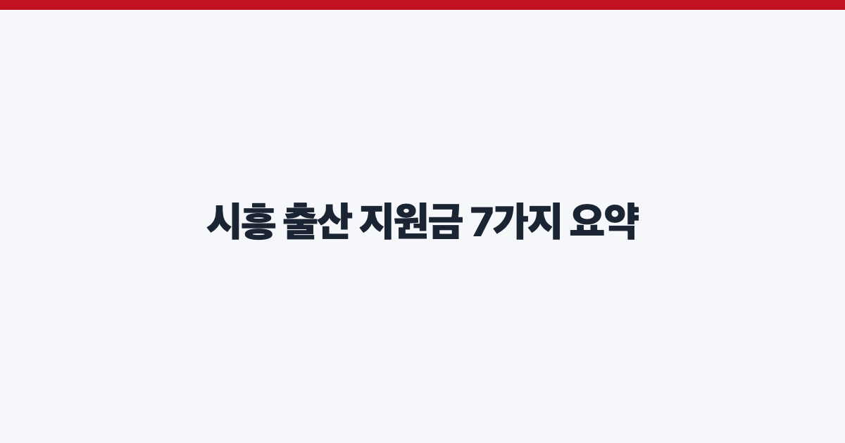 시흥 출산 지원금 7가지 요약