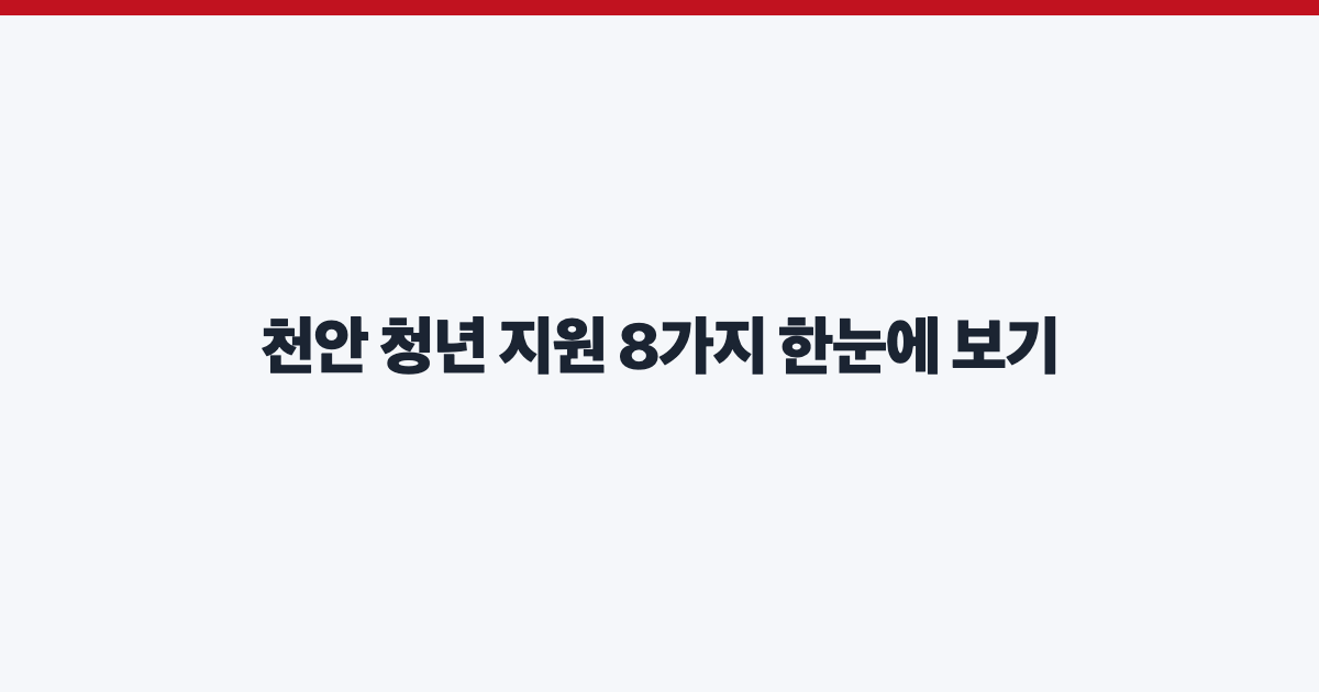 천안 청년 지원 8가지 한눈에 보기