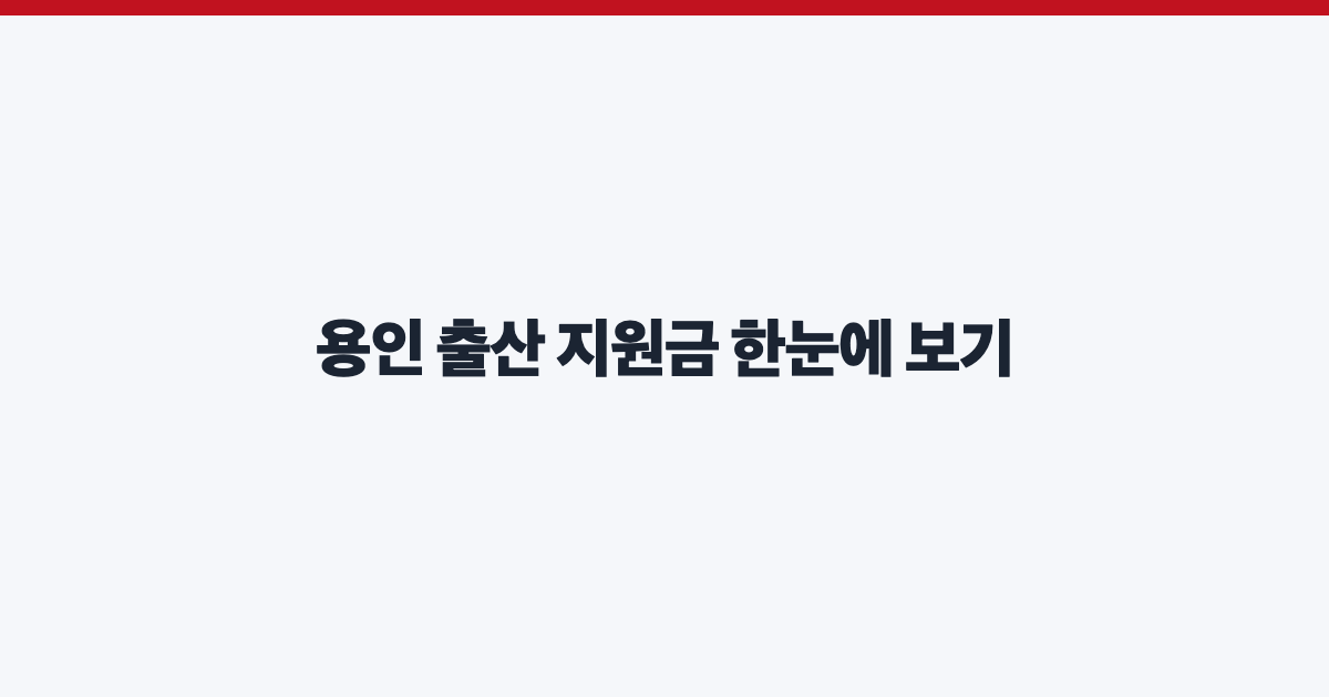 용인 출산 지원금 한눈에 보기