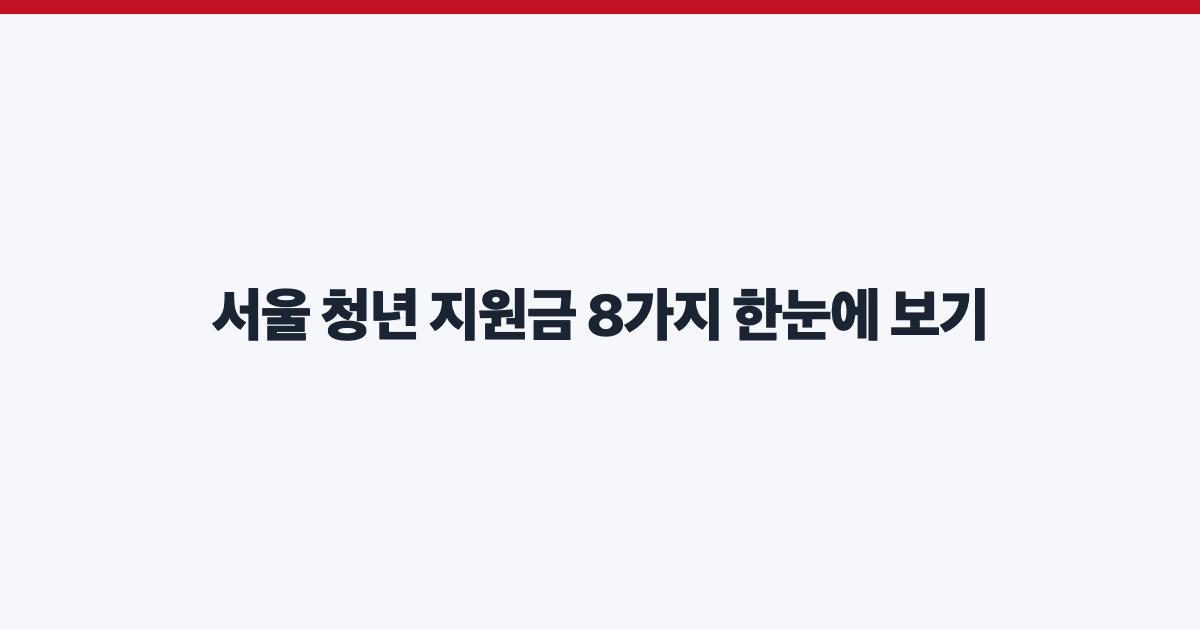 서울 청년 지원금 8가지 한눈에 보기