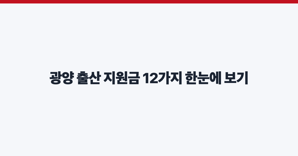 광양 출산 지원금 12가지 한눈에 보기