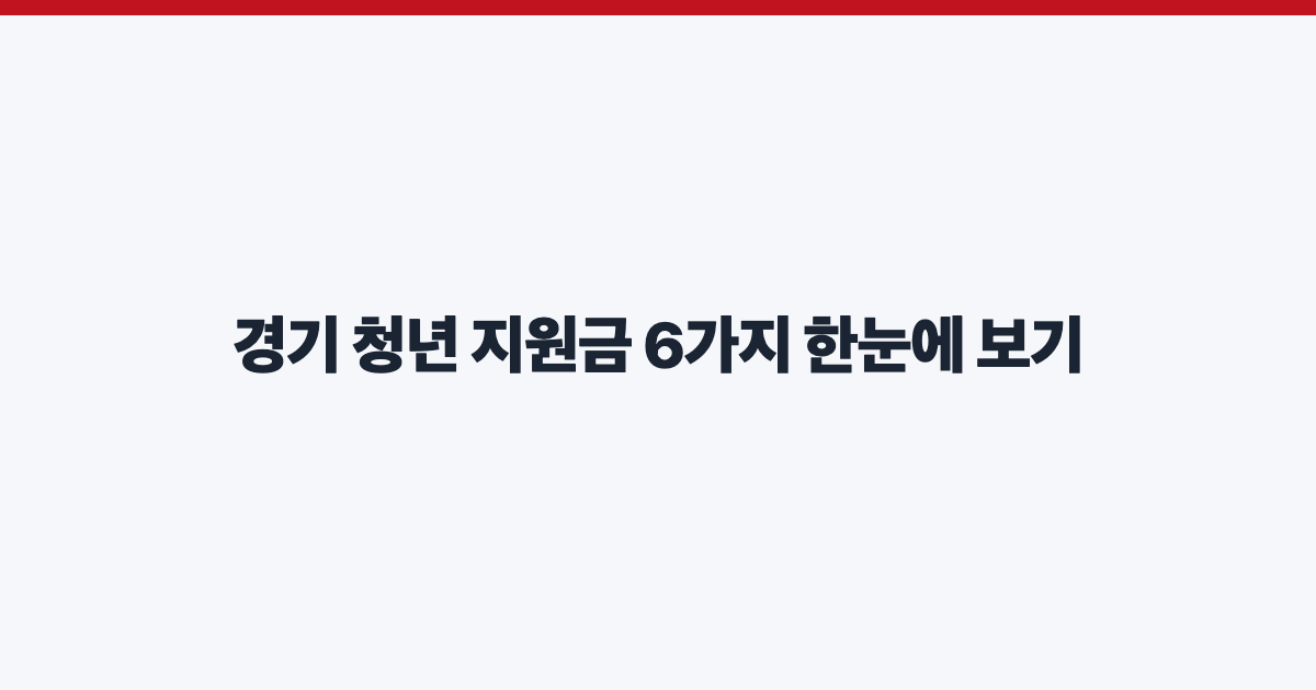 경기 청년 지원금 6가지 한눈에 보기