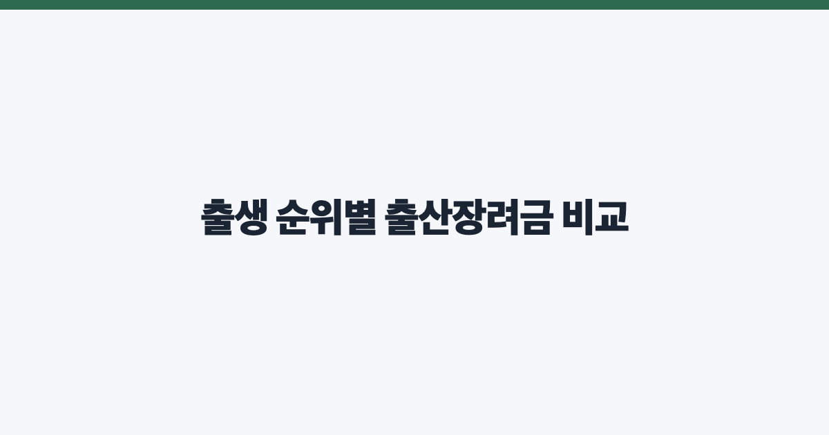 출생 순위별 출산장려금 비교