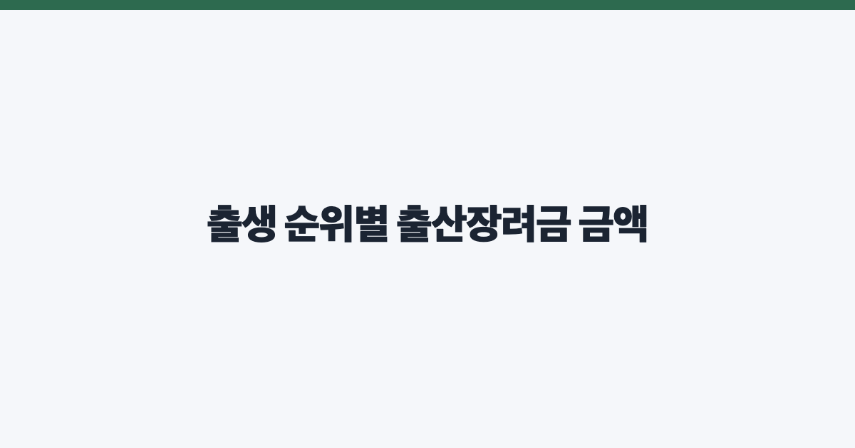 출생 순위별 출산장려금 금액