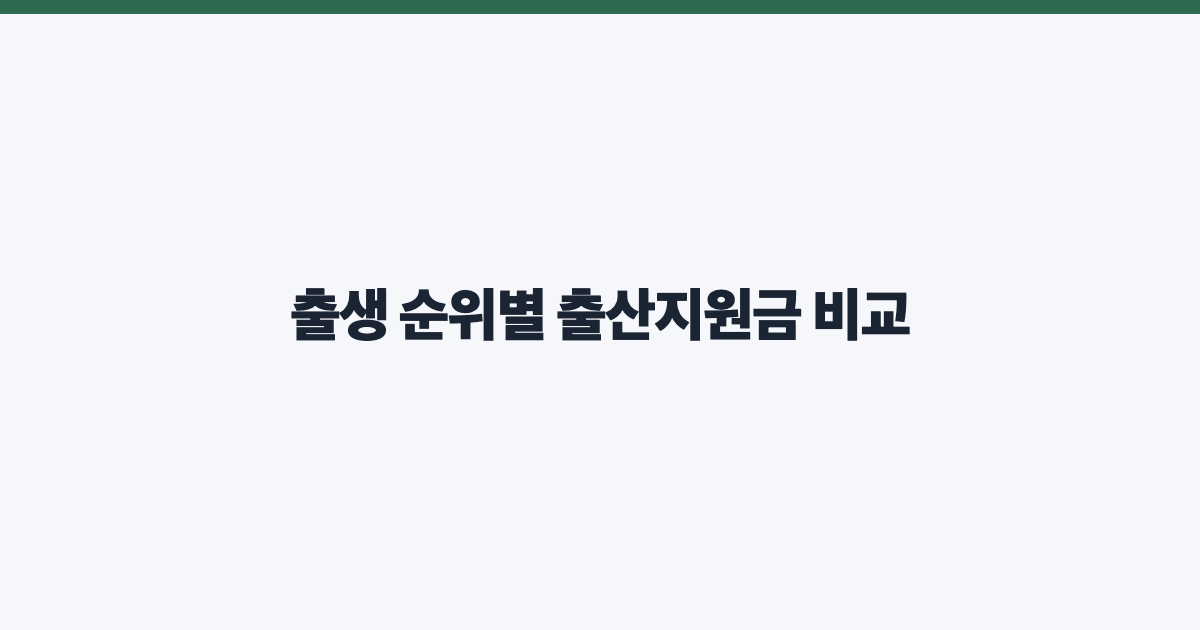출생 순위별 출산지원금 비교