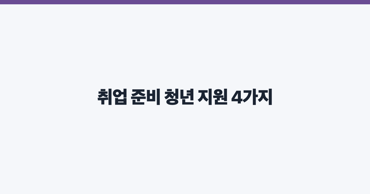 취업 준비 청년 지원 4가지