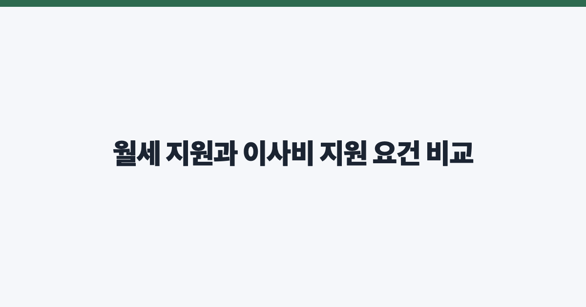 월세 지원과 이사비 지원 요건 비교