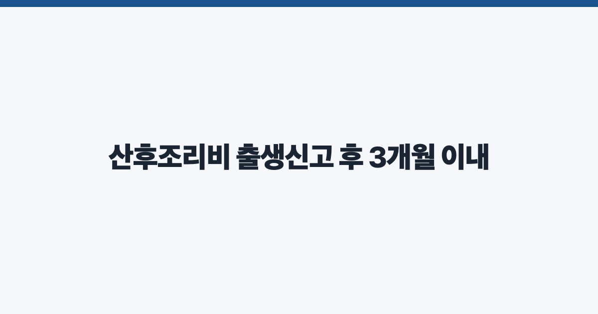 산후조리비 출생신고 후 3개월 이내