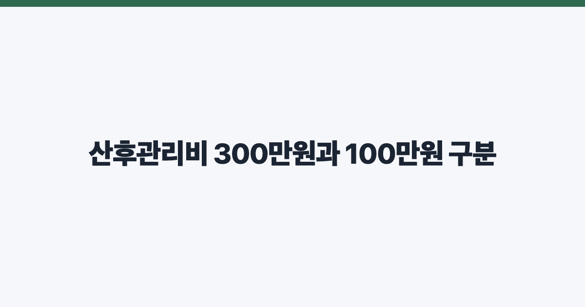 산후관리비 300만원과 100만원 구분